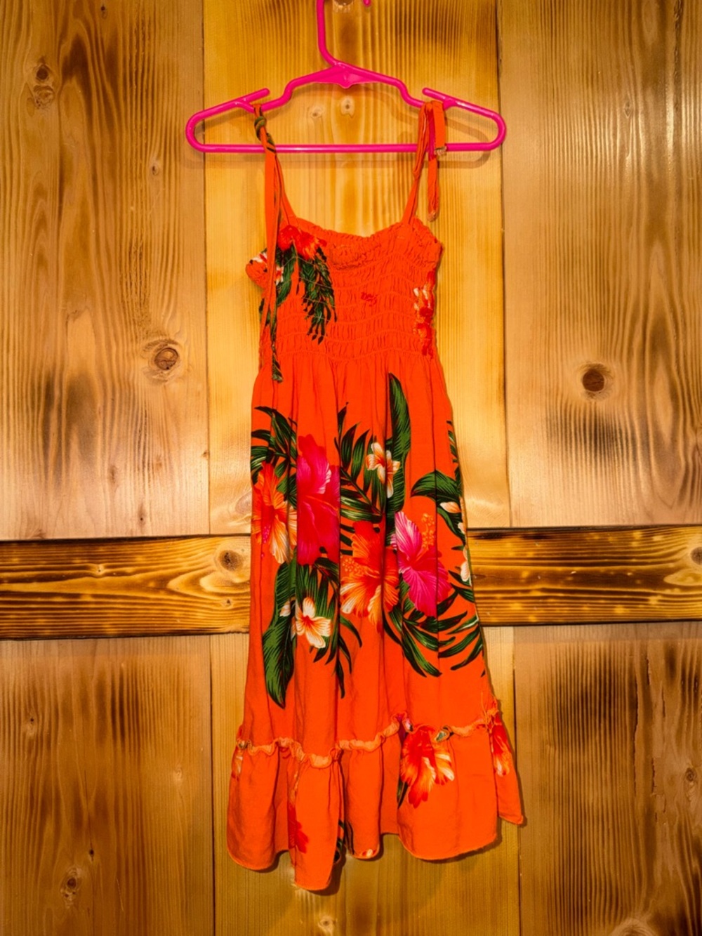Bright Orange Tropical Floral Sundress